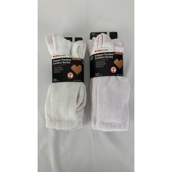 CVS Health Copper Treated Comfort Socks 2 Pack 6 Pair Crew Length Size L/XL - Picture 1 of 5